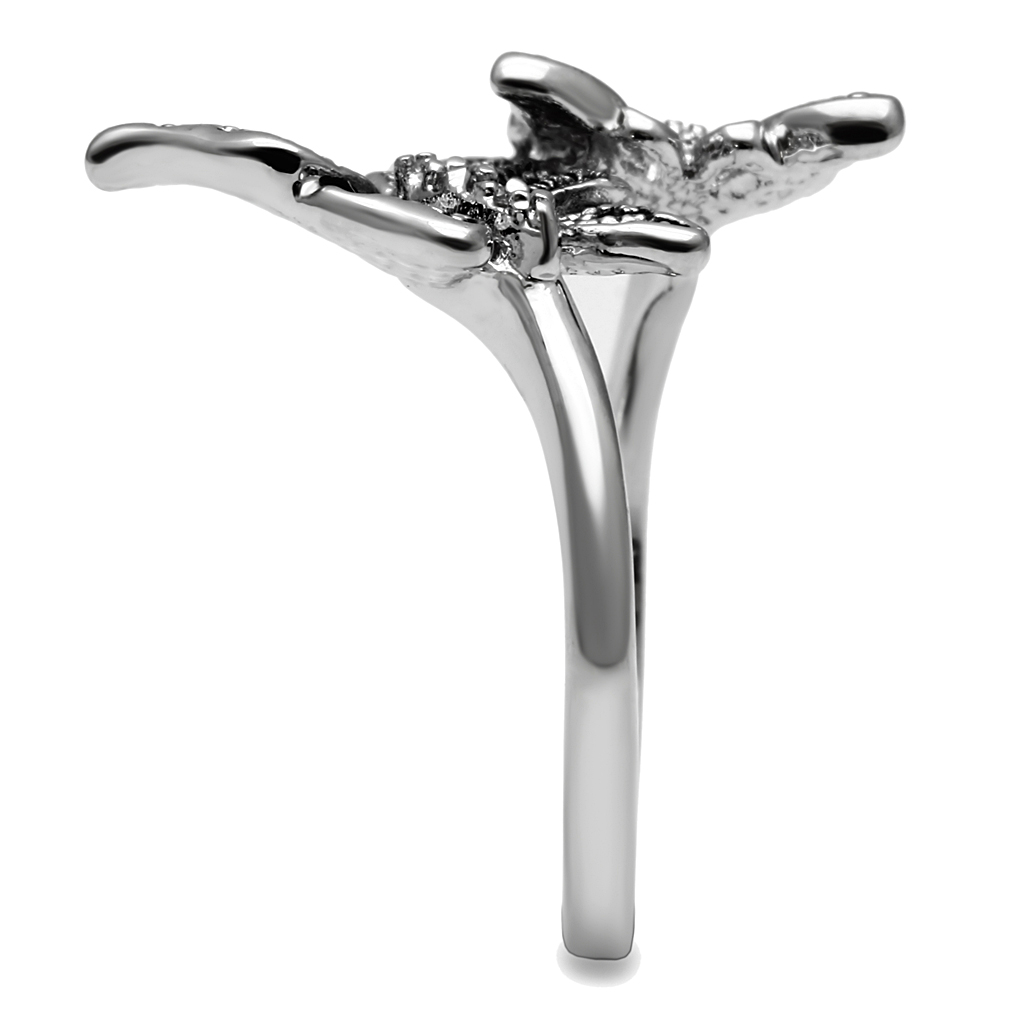 CJE2874 Stainless Steel AAA Grade CZ Double Butterfly Ring
