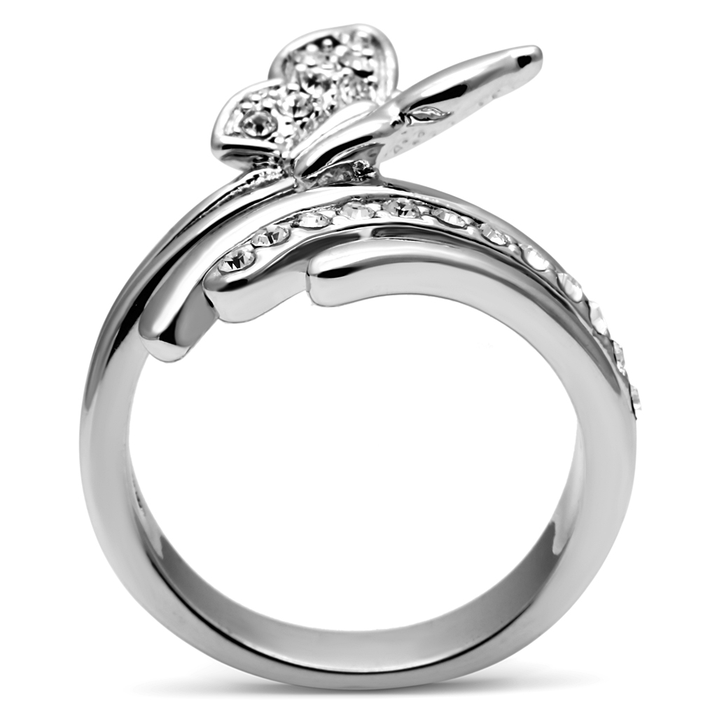 CJE2875 Stainless Steel Clear AAA Grade CZ Butterfly Ring