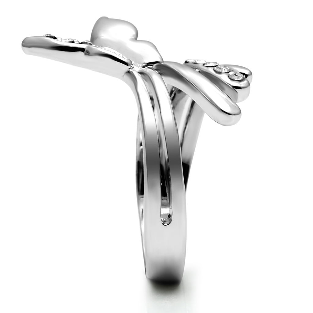 CJE2875 Stainless Steel Clear AAA Grade CZ Butterfly Ring