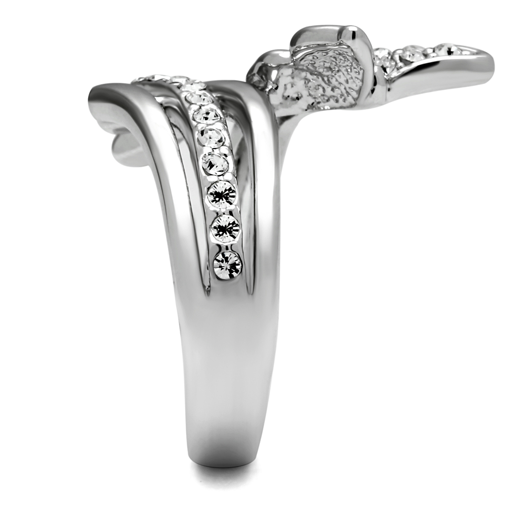 CJE2875 Stainless Steel Clear AAA Grade CZ Butterfly Ring
