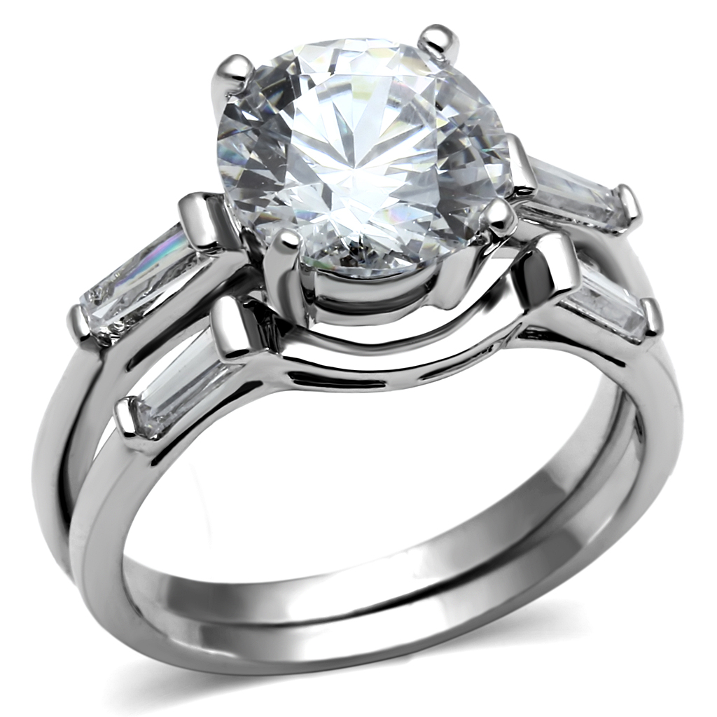 CJE2878 Wholesale Women's Stainless Steel AAA Grade CZ Clear Ring Set