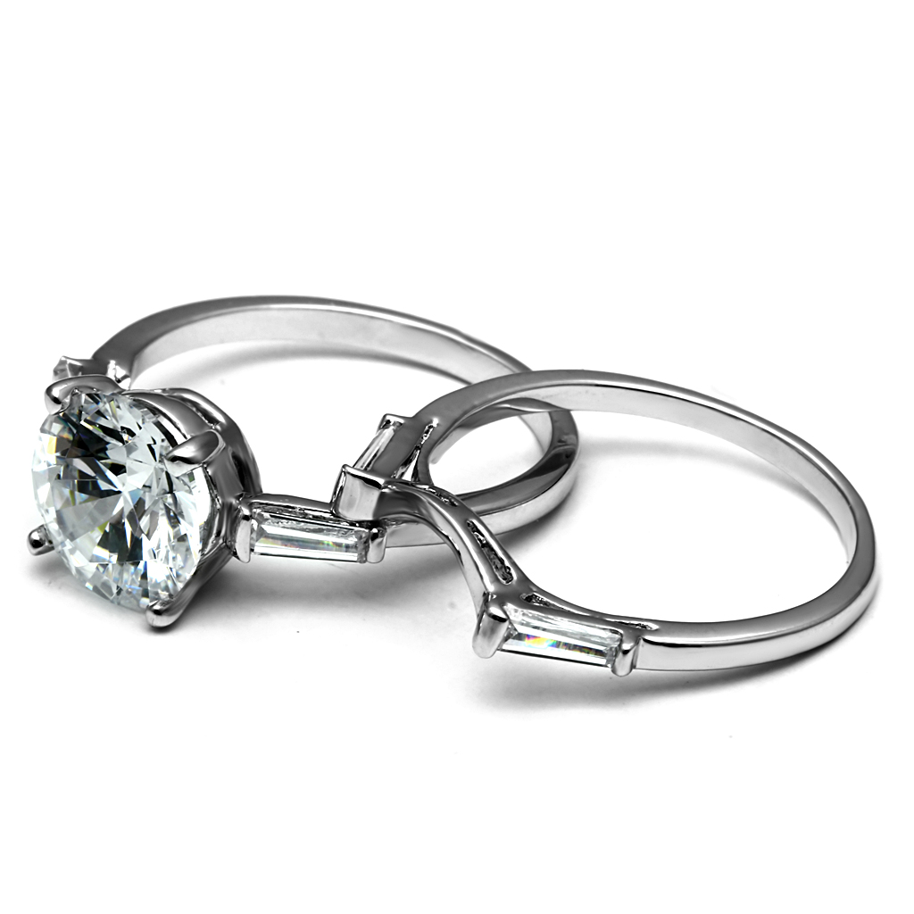 CJE2878 Wholesale Women's Stainless Steel AAA Grade CZ Clear Ring Set