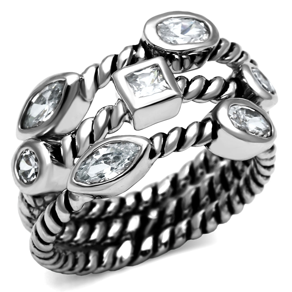 CJE2880 Wholesale Stainless Steel AAA Grade CZ Stackable Rope Ring