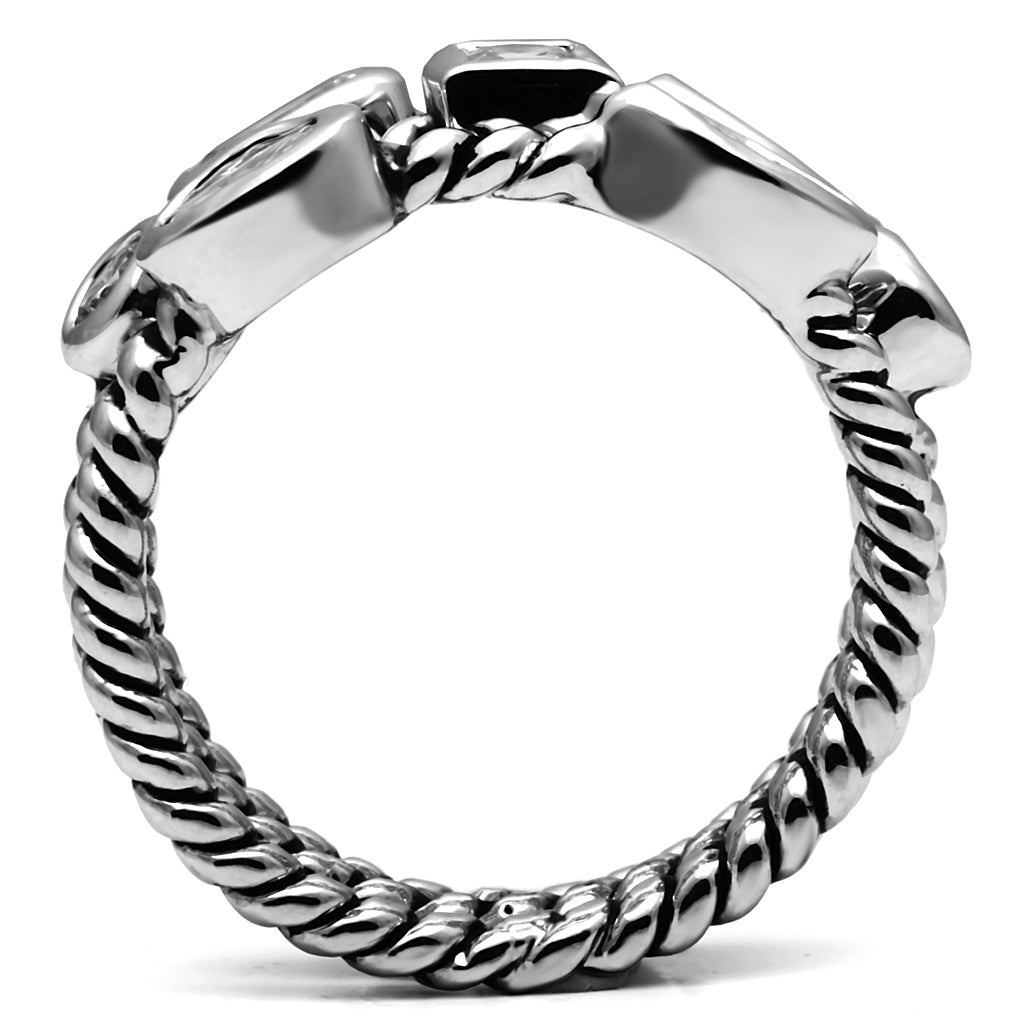 CJE2880 Wholesale Stainless Steel AAA Grade CZ Stackable Rope Ring