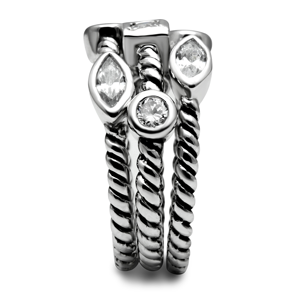 CJE2880 Wholesale Stainless Steel AAA Grade CZ Stackable Rope Ring