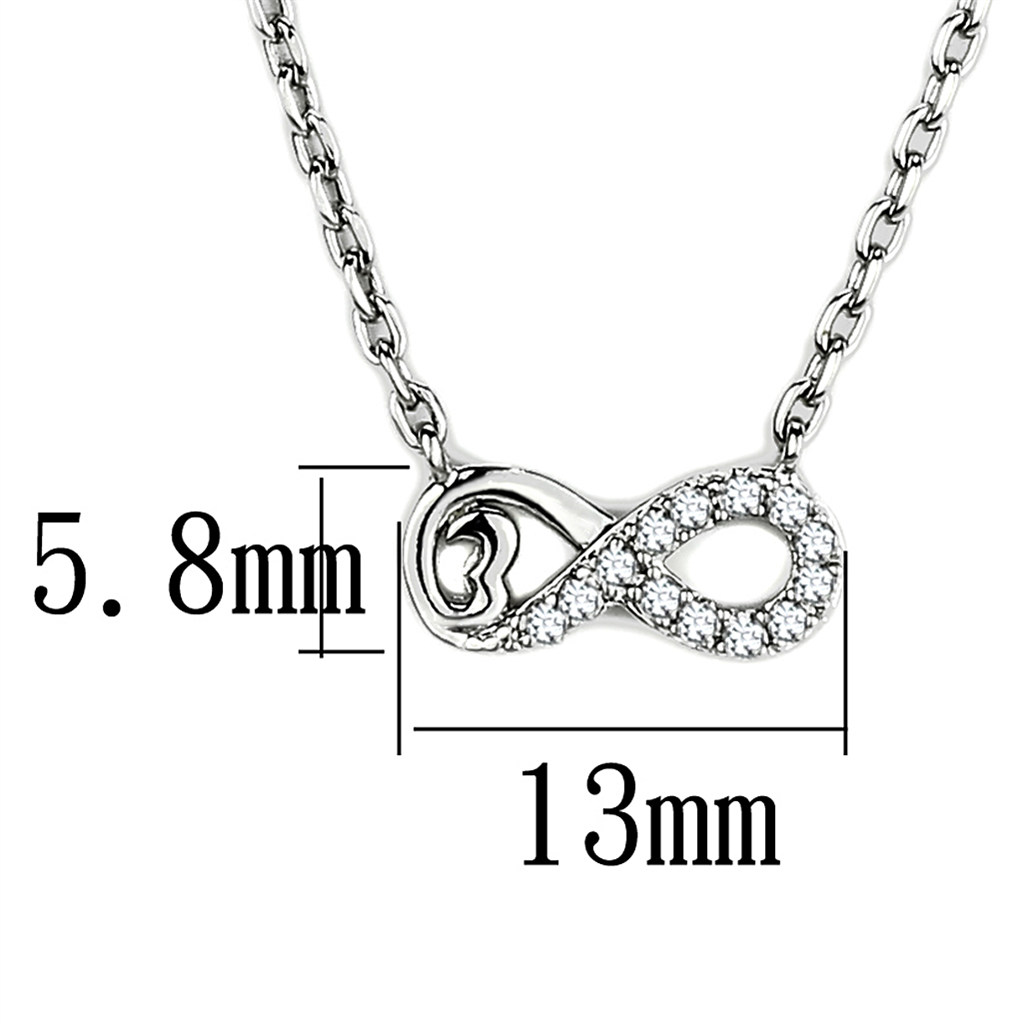 CJ2885 Wholesale Women's Stainless Steel High polished AAA Grade CZ Clear Infinity Necklace