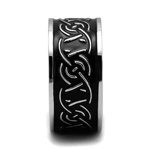 CJE2922 Wholesale Men's Stainless Steel Epoxy Jet Celtic Design Band