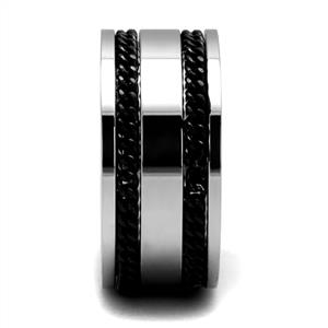CJE2927 Wholesale Men's Stainless Steel Jet Epoxy Double Strand Band