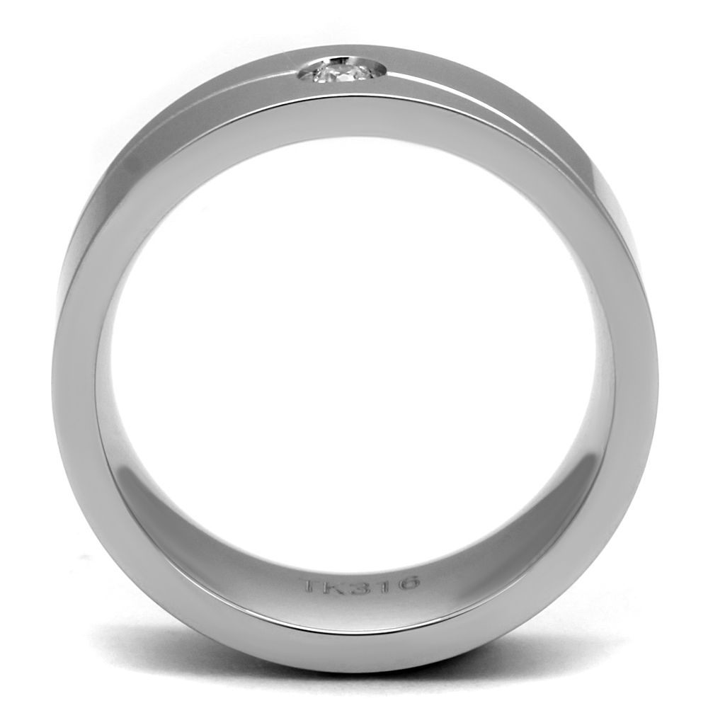 CJE2937 Wholesale Men's Stainless Steel Clear AAA Grade CZ Ring