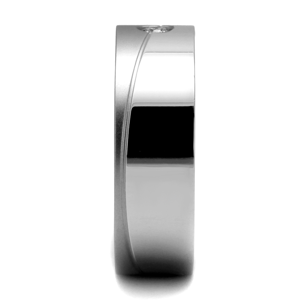 CJE2937 Wholesale Men's Stainless Steel Clear AAA Grade CZ Ring