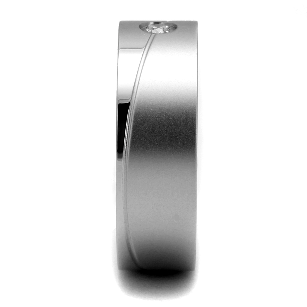 CJE2937 Wholesale Men's Stainless Steel Clear AAA Grade CZ Ring