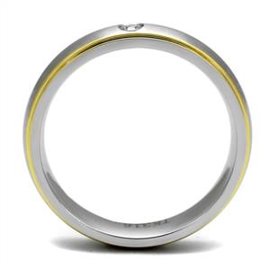 CJE2938 Wholesale Men's Stainless Steel Two-Tone IP Gold Clear AAA Grade CZ Ring