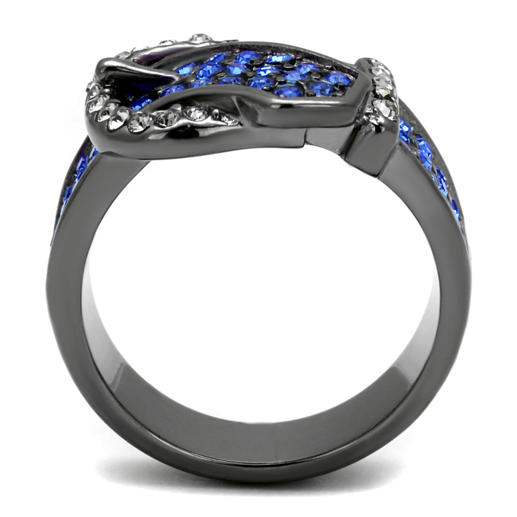 CJE2995 Wholesale Women's Stainless Steel IP Black Multicolored Top Grade Crystal Belt Ring