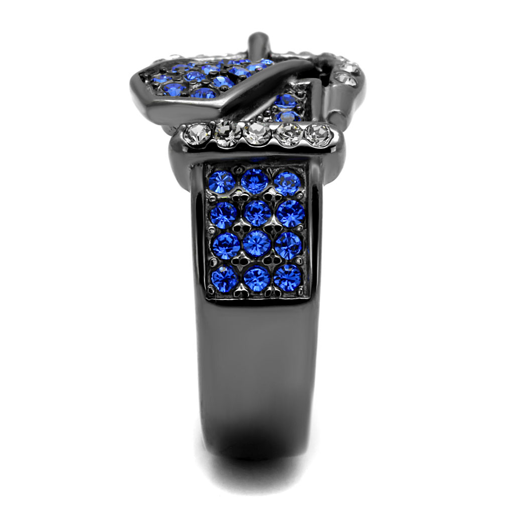 CJE2995 Wholesale Women's Stainless Steel IP Black Multicolored Top Grade Crystal Belt Ring