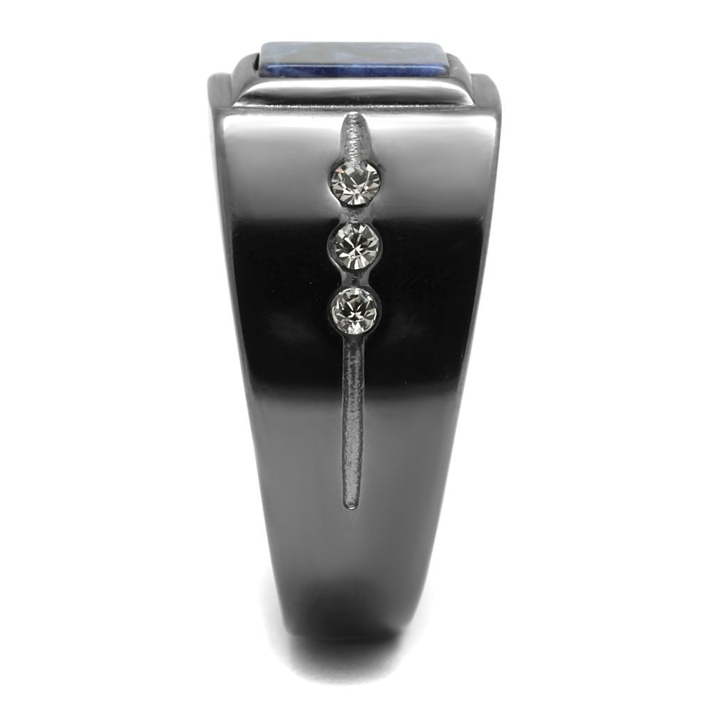 CJE3006 Wholesale Men's Stainless Steel IP Light Black Blue Sand Ring