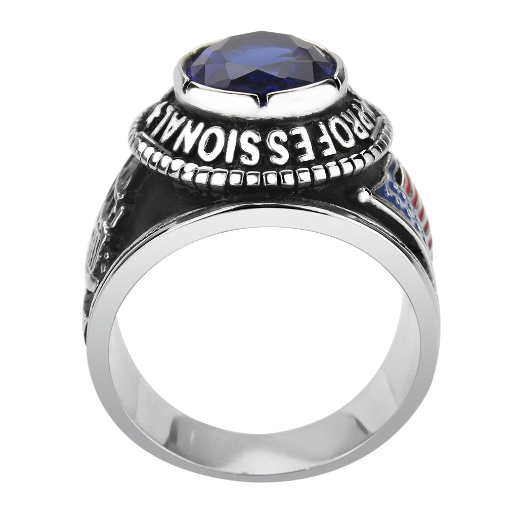 CJ30320 Wholesale Men's Stainless Steel Montana Blue Stone Professional Truck Driver Ring