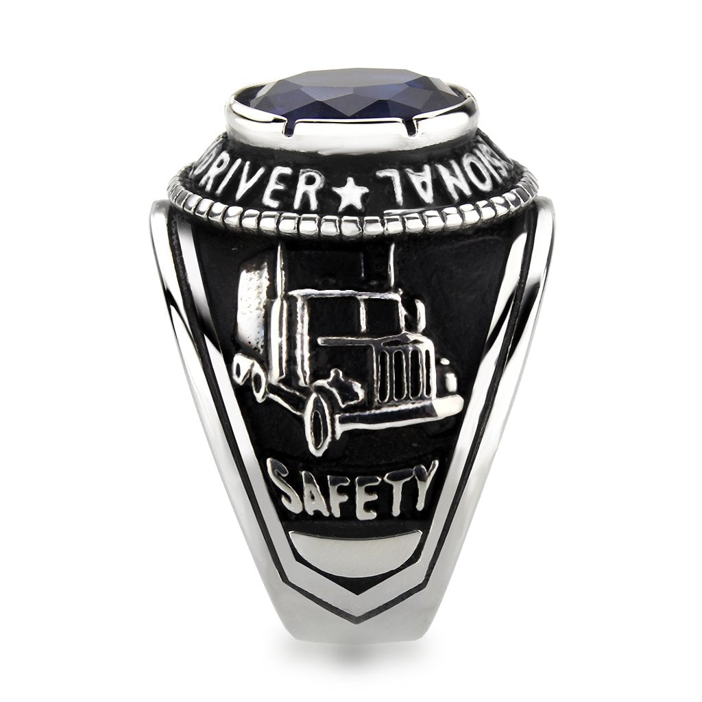 CJ30320 Wholesale Men's Stainless Steel Montana Blue Stone Professional Truck Driver Ring