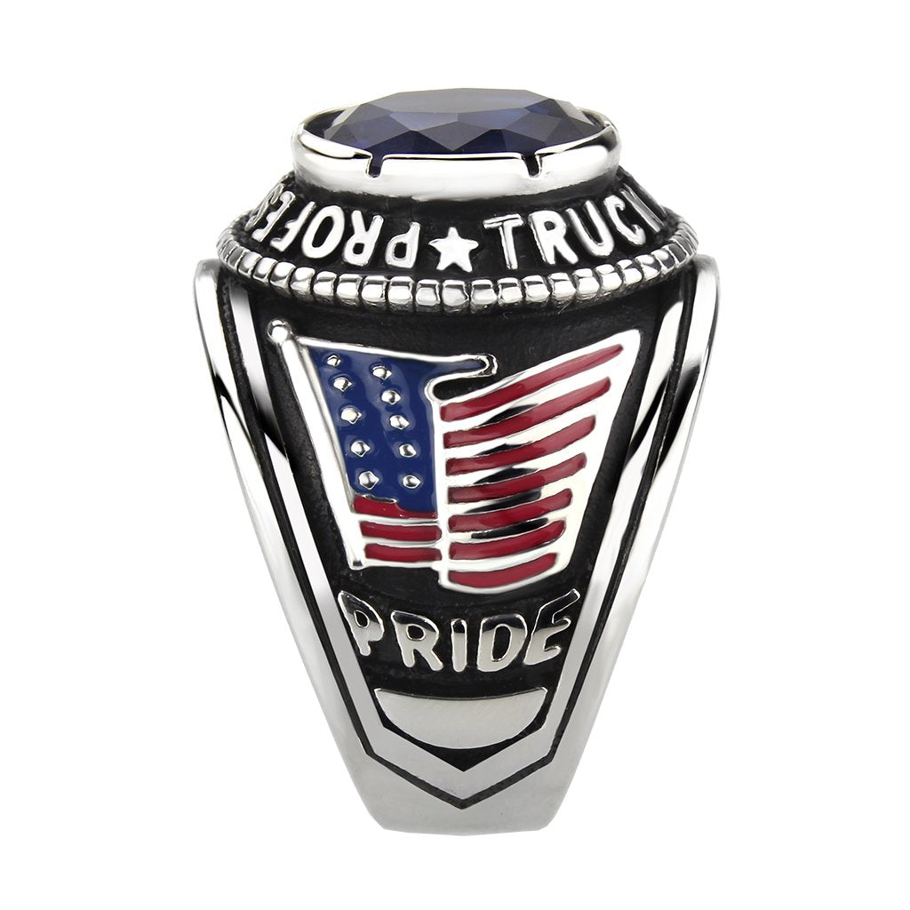 CJ30320 Wholesale Men's Stainless Steel Montana Blue Stone Professional Truck Driver Ring