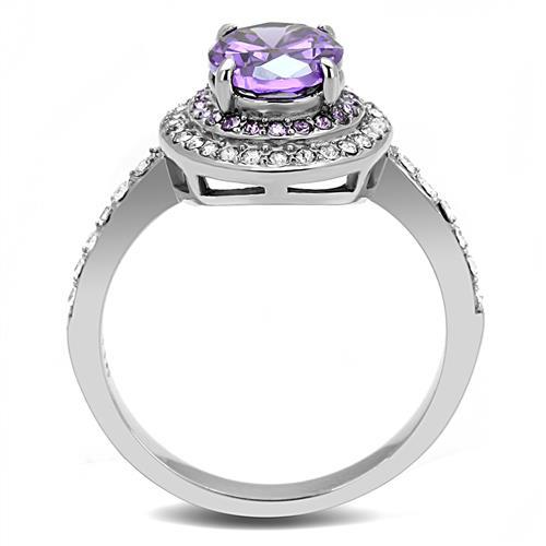 CJE3032 Wholesale Women's Stainless Steel AAA Grade CZ Amethyst Solitaire Ring
