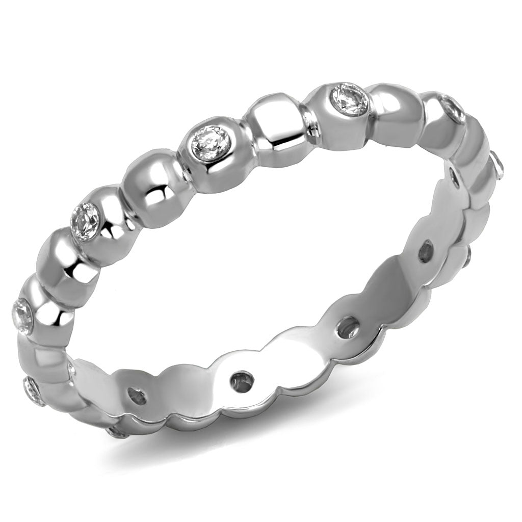 CJE3085 Wholesale Stainless Steel Clear CZ Round Minimal Bubble Eternity Ring