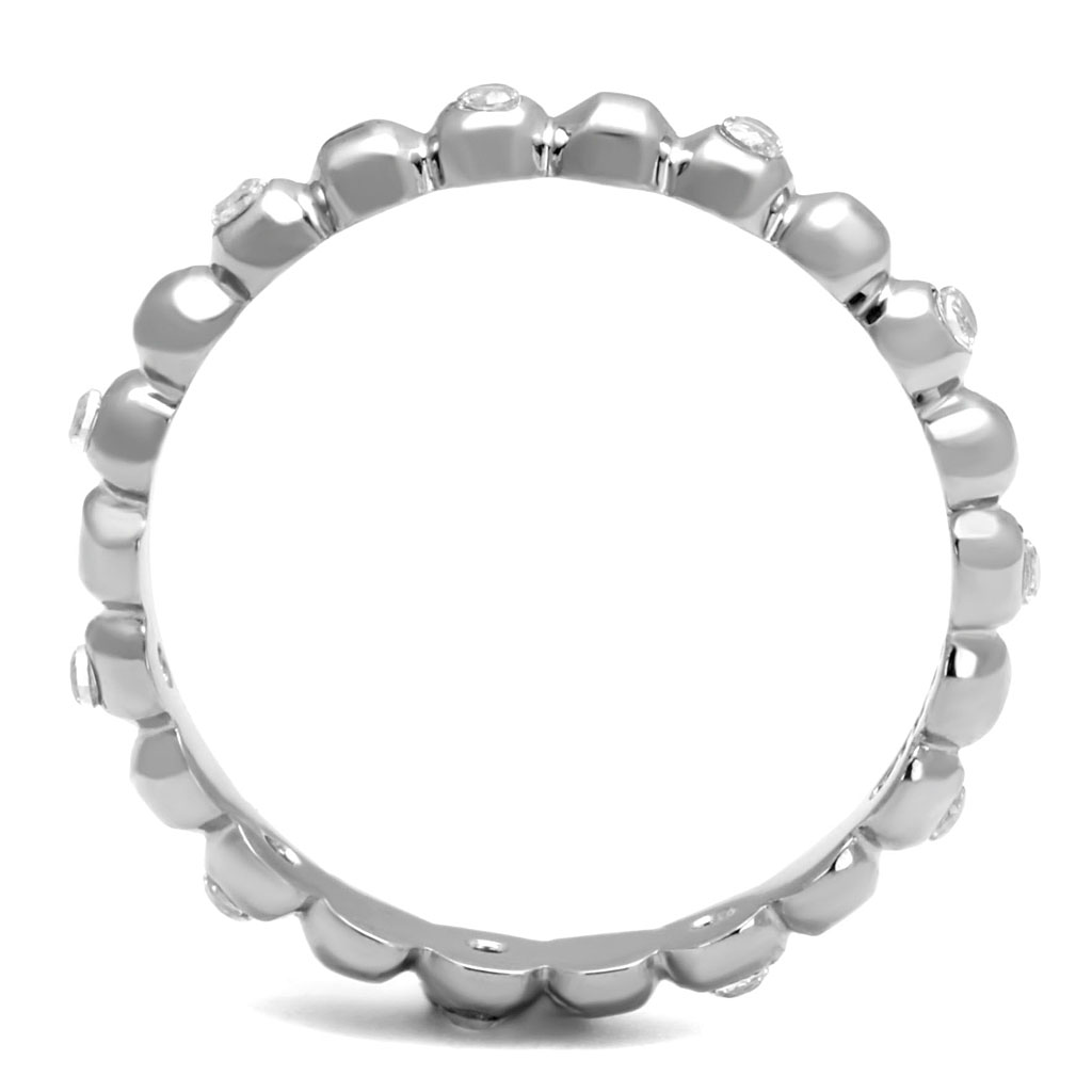 CJE3085 Wholesale Stainless Steel Clear CZ Round Minimal Bubble Eternity Ring