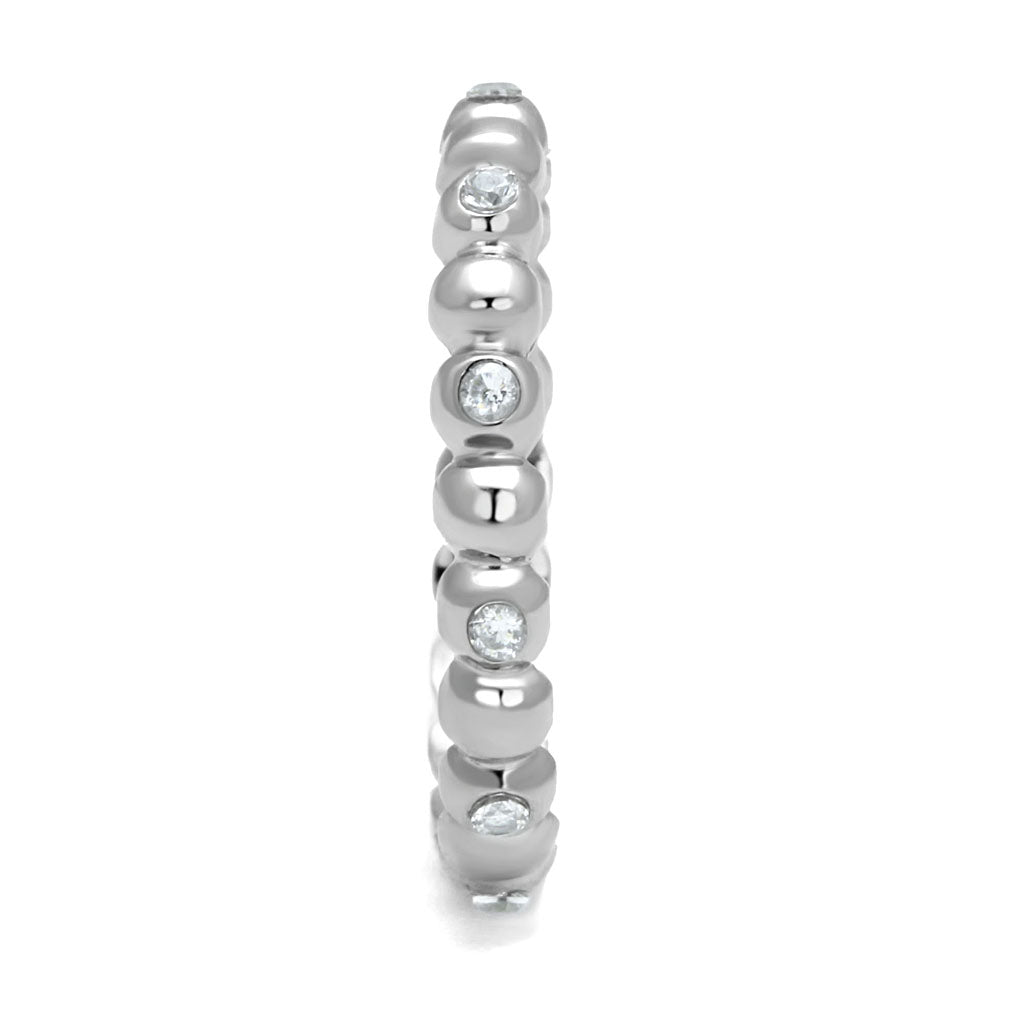 CJE3085 Wholesale Stainless Steel Clear CZ Round Minimal Bubble Eternity Ring