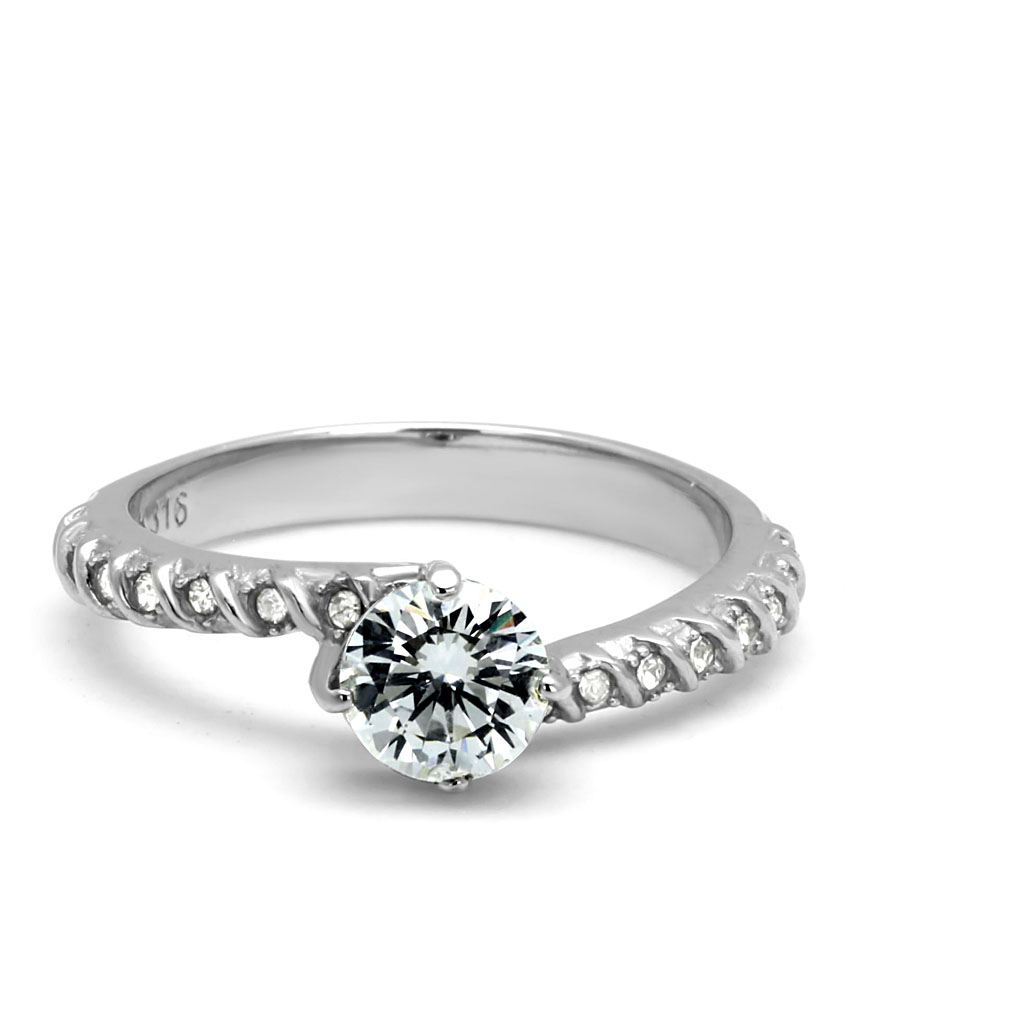 CJE3094 Wholesale Stainless Steel Clear Round CZ Spiral Eternity Ring