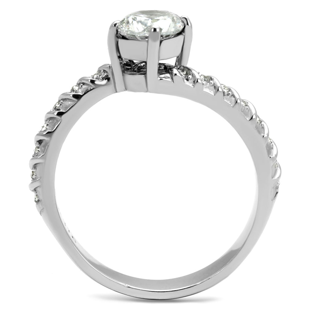 CJE3094 Wholesale Stainless Steel Clear Round CZ Spiral Eternity Ring
