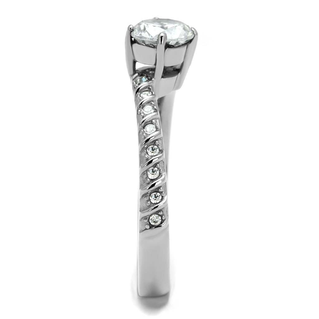 CJE3094 Wholesale Stainless Steel Clear Round CZ Spiral Eternity Ring