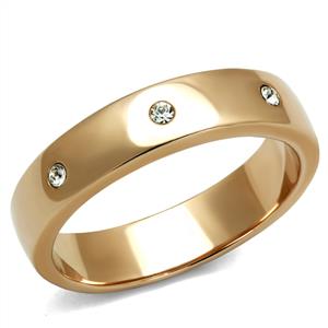 CJE3107 Wholesale Women's Stainless Steel IP Rose Gold Clear Top Grade Crystal Ring