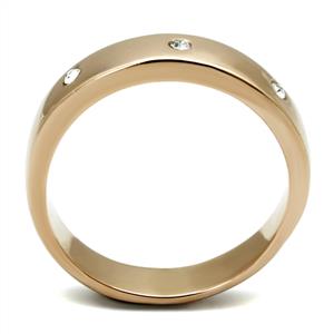 CJE3107 Wholesale Women's Stainless Steel IP Rose Gold Clear Top Grade Crystal Ring