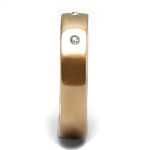 CJE3107 Wholesale Women's Stainless Steel IP Rose Gold Clear Top Grade Crystal Ring