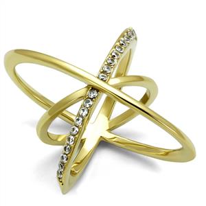 CJE3109 Wholesale Women&#39;s Stainless Steel IP Gold Clear AAA Grade CZ  Ring