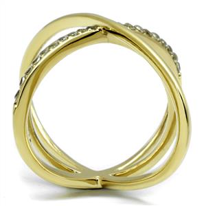 CJE3109 Wholesale Women's Stainless Steel IP Gold Clear AAA Grade CZ Ring