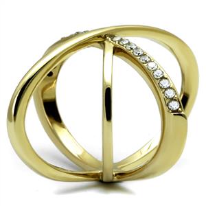 CJE3109 Wholesale Women's Stainless Steel IP Gold Clear AAA Grade CZ Ring
