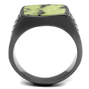 CJE3112 Wholesale Men's Stainless Steel IP Light Black Topaz Semi-Precious Leopard Stone Ring