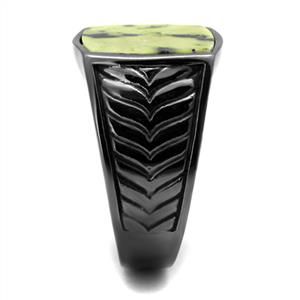 CJE3112 Wholesale Men's Stainless Steel IP Light Black Topaz Semi-Precious Leopard Stone Ring