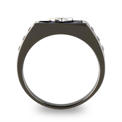 CJE3116 Wholesale Men's Stainless Steel Two-Tone IP Black AAA Grade CZ Clear Masonic Ring