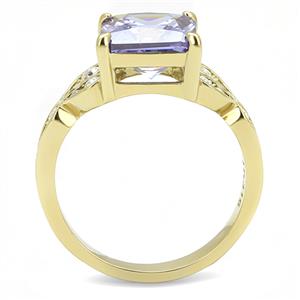CJE3125 Wholesale Women's Stainless Steel IP Gold Light Amethyst AAA Grade CZ Ring