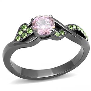 CJE3132 Wholesale Women&#39;s Stainless Steel IP Light Black Rose AAA Grade CZ Fashion Ring