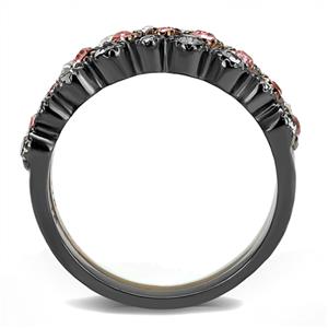 CJE3136 Wholesale Women's Stainless Steel IP Light Black & IP Light coffee Multi Color Top Grade Crystal Stackable Rings