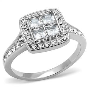 CJE3137 Wholesale Women's Stainless Steel Clear AAA Grade CZ Ring