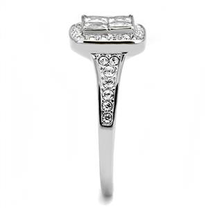 CJE3137 Wholesale Women's Stainless Steel Clear AAA Grade CZ Ring