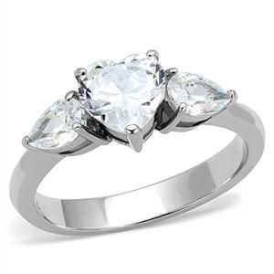 CJE3138 Wholesale Women&#39;s Stainless Steel Clear AAA Grade CZ Heart Ring