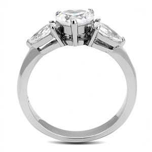 CJE3138 Wholesale Women's Stainless Steel Clear AAA Grade CZ Heart Ring