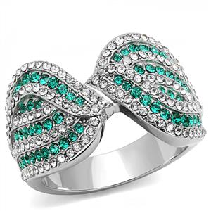 CJE3142 Wholesale Women&#39;s Stainless Steel Emerald Top Grade Crystal Fashion Ring