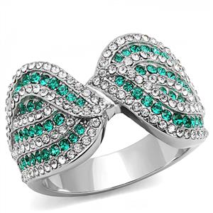 CJE3142 Wholesale Women's Stainless Steel Emerald Top Grade Crystal Fashion Ring