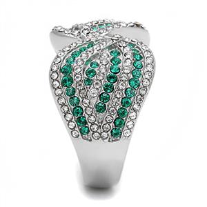 CJE3142 Wholesale Women's Stainless Steel Emerald Top Grade Crystal Fashion Ring