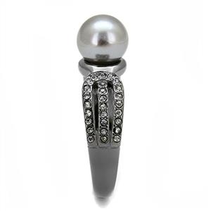 CJE3170 Wholesale Women's Stainless Steel IP Light Black Gray Synthetic Pear Fashion Ring