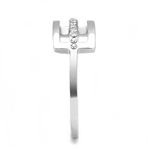 CJE3177 Wholesale Women's Stainless Steel Clear AAA Grade CZ Fashion Ring